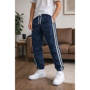 Vintage Nike Track Pants Boys XL 16-18 Navy Striped Swoosh 90s Y2K